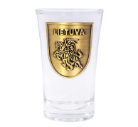 Stikliukas su Lietuvos herbu ir metaline detale